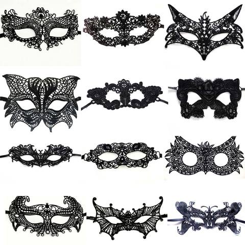 Lace Sexy Women Eye Face Mask Masquerade Party Ball Prom Halloween Costume Sexy Party Masks 12 pattern type Eye Face mask black ► Photo 1/6