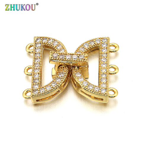 16*19mm Brass Cubic Zirconia Clasps Hooks for Diy Jewelry Findings Accessories, Mixed Color, Model: VK35 ► Photo 1/3