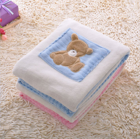 Baby Blankets Newborn Cartoon Bear Embroidery Flannel Baby Blanket  Baby Boy Girl Swaddle Wrap Infant Stroller Cover Kid Blanket ► Photo 1/6