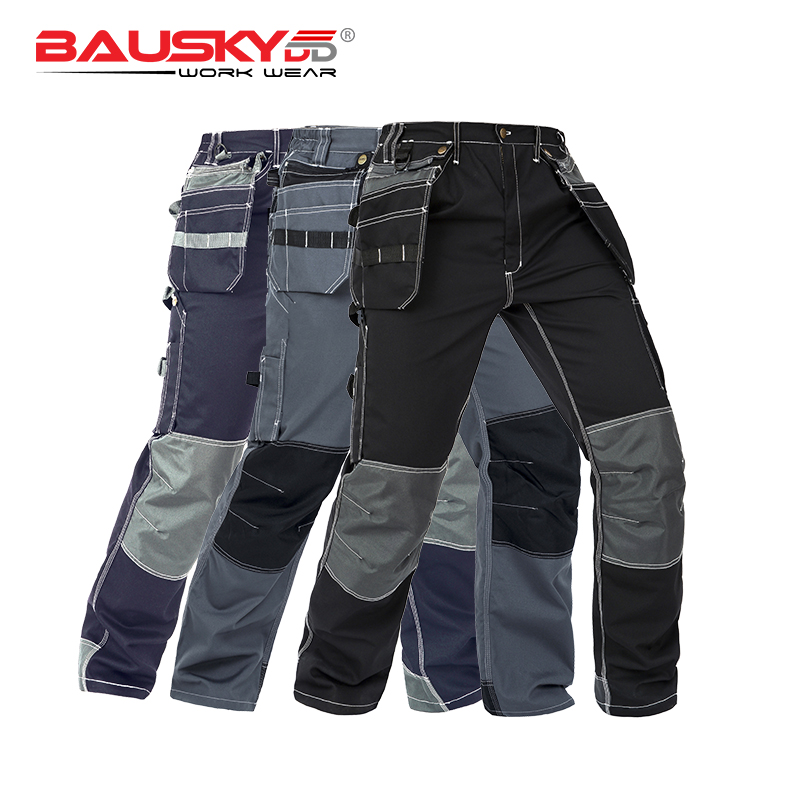 Mens Cargo Trousers Workwear Reflective Security Mechanic Multi-pocket Work Pant 