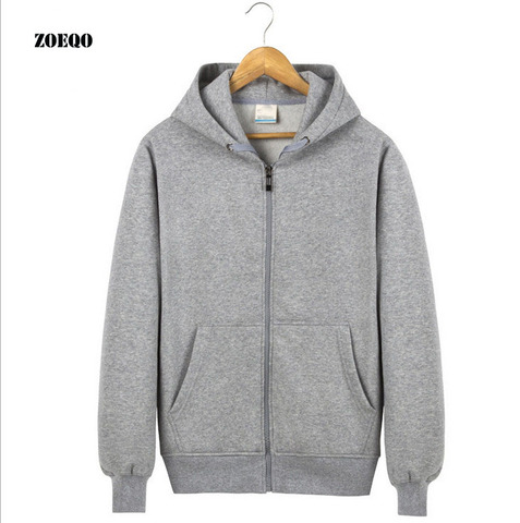 ZOEQO New men hooded fleece zip hoodie men thick solid color sweatshirt mens casual hoodies sportswear hooded sweatshirts ► Photo 1/6