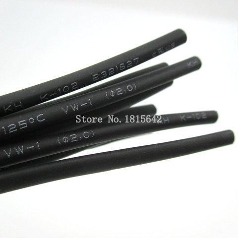 5 Meters/LOT Black 2mm Heat Shrink Heatshrink Heat Shrinkable Tubing Tube Sleeving Wrap Wire Black Color ► Photo 1/2