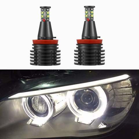 H8 Error Free 80W 6000lm for CREE Chips LED Angel Eye Marker Lights Bulbs For BMW  E90 E92 E82 E60 E70 X5 E71 X6 fog lights Head ► Photo 1/6