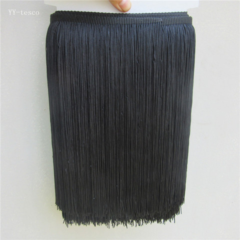 1 Yard/Lot 25CM Long Polyester Lace Tassel Fringe black Lace Trim Ribbon Sew Latin Dress Stage Garment Curtain DIY Accessories ► Photo 1/6