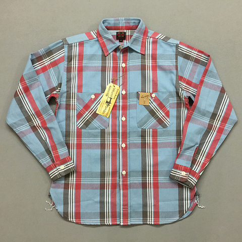 BOB DONG Men's Plaid Work Shirts Selvage Long Sleeve Check Cotton Casual Shirts ► Photo 1/6