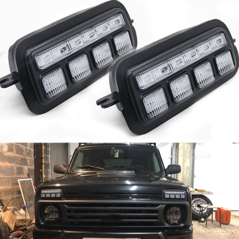 For Lada Niva 4X4 1995 LED DRL Lights With Running Turn Signal Function Accessories Car Styling Turning Lamp ► Photo 1/6