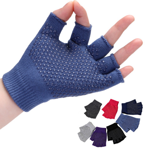 Fashion Knitted Cotton Yoga Gloves Women Outdoor Sports Half Finger Fitness Riding Slip Fingerless B53 ► Photo 1/5