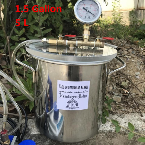 5L Stainless Steel Vacuum Chamber 1.5 Gallon Vacuum Defoaming Barrel for Epoxy Resin AB Glue Y ► Photo 1/6