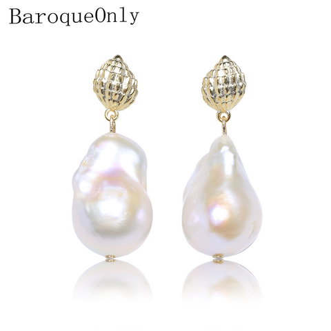 Baroqueonly Bohemia style 925 sterling silver earrings natural irregular Pearl drop Earrings Gifts for woman EAZ ► Photo 1/5