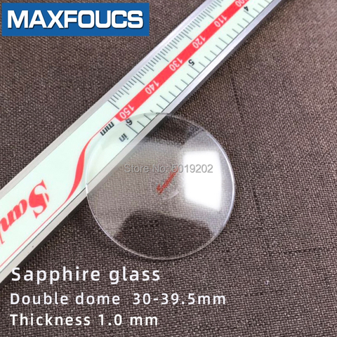 Watch glass Anti-scratch sapphire Double  dome Thick 1.0mm diameter  30 mm to  39.5 mm ► Photo 1/6