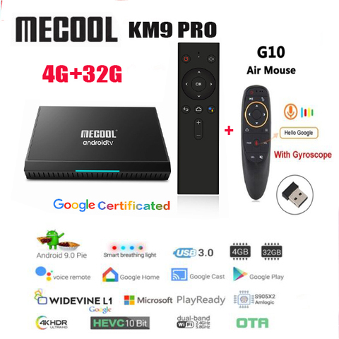 Androidtv 9.0  TV Box Google Certified MECOOL KM9 PRO 4GB 32GBAmlogic S905X2 4K Voice 2.4G 5G Dual Wifi BT4.0 ► Photo 1/4