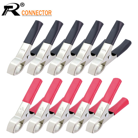 2Pcs 30A Red Black Crocodile Clamps 72mm Alligator Clip Handle Cable Lead Testing Battery Test Lead High Quality Clamp ► Photo 1/6
