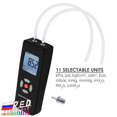 Professional Digital Manometer Portable Handheld Air Vacuum/Gas Pressure Gauge Meter 11 Units with Backlight +/-13.78kPa +/-2PSI ► Photo 1/6