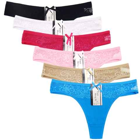 Female underwear women thong cotton briefs lingerie calcinha Woman ladies seamless Lace panties intimates String 3 Pieces/Lot ► Photo 1/6