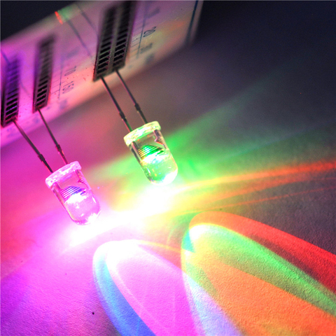 20pcs  LED Light Emitting Diode 5MM Round RGB Light 7 Color LED Lamp Super Bright Leds Slow/Fast Flashing Changing Blinking F5 ► Photo 1/1