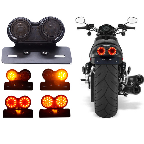 Universal Motorcycle LED Taillight Custom Motorbike Rear Stop Brake Lamp License Plate Light Turn Signal Indicators for BMW ► Photo 1/6