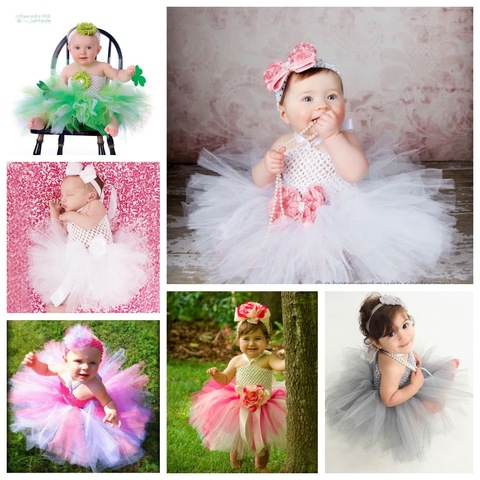 Multicolor Baby Dress Infant Girls Crochet Cheap Tulle Dress Ballet Tutu with 4