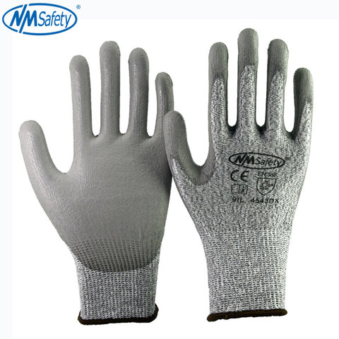 4 Pairs Cut Resistant Protective Work Gloves Of HPPE Fiber Cut Level 5 Liner Palm Dipping PU Safety Glove ► Photo 1/6
