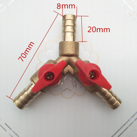1PC 3 Way Shut Off Ball Valve / Valve Clamp Fitting Hose Barb Fuel Gas 5/16 inch 8/10MM Brass Y Type Ball Valve For Garden Tool ► Photo 1/4