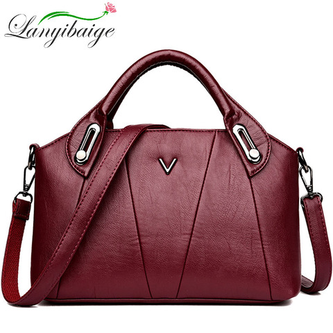 2022 Women Leather Handbags Vintage Soft Leather Female Crossbody Shoulder Bags Ladies Designer Brand Luxury Top-Handle Bags ► Photo 1/6