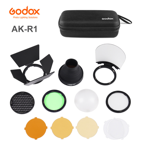 Godox AK-R1 Barn Door, Snoot, Color Filter, Reflector, Honeycomb, Diffuser Ball Kits for Godox AD200 H200R V1 Round Flash Head ► Photo 1/6