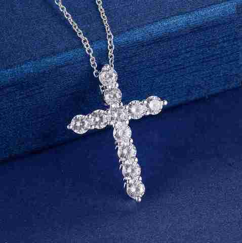 silver color necklace jewelry women wedding fashion Cross CZ