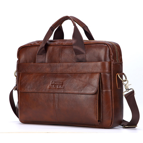Men Genuine Leather Handbags Casual Leather Laptop Bags Male Business Travel Messenger Bags Men's Crossbody Shoulder Bag ► Photo 1/6