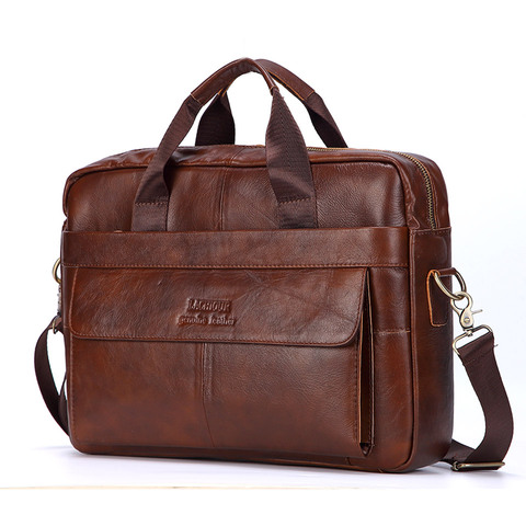 Men Genuine Leather Handbags Casual Leather Laptop Bags Male