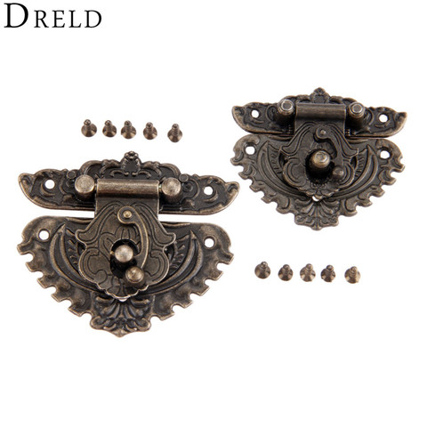 DRELD Antique Bronze Box Hasps Lock  Jewelry Chest Box Catch Latches Suitcase Buckle Clip Clasp Vintage Funiture Hardware ► Photo 1/6