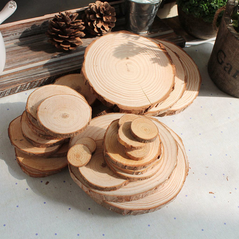 1 Pack Round Circle Unfinished Natural Wood Slices Tree Bark Log Slices For Wedding Photo Props Christmas Ornanments DIY Crafts ► Photo 1/1