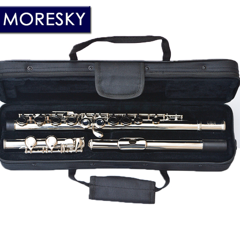 MORESKY 16/17 Close/Open Holes C Key Flute  Cupronickel Nickel/Silver Plated Concert Flute with E key ► Photo 1/5