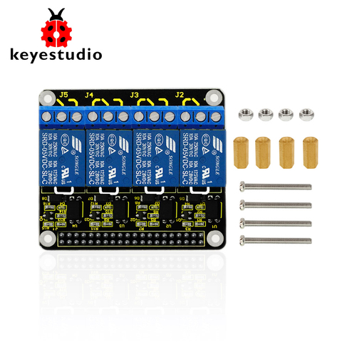 Keyestudio RPI 4-Channel 5V Relay Shield For Raspberry Pi 4B / CE Certification ► Photo 1/5