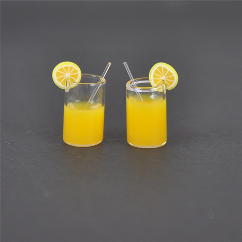 2pcs/lot Mini Resin Lemon Water Cup 1:12 Dollhouse Miniature Doll house Accessories Cups Toy Mini Decoration Gifts ► Photo 1/6