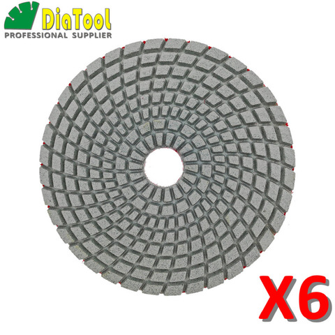 DIATOOL 6 pcs 5 Inches Sanding Discs for Granite Marble Stone Tile Polishing Dia 125mm Wet White bond Polishing Pads ► Photo 1/6