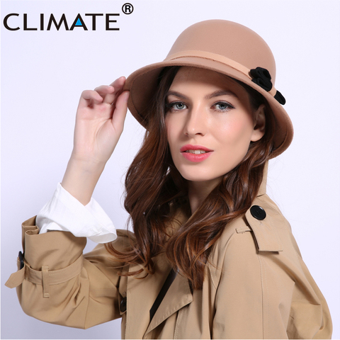 CLIMATE New Women Fedora Hats for Woman Spring Flower Girls Fedoras Cap Fashion Ladies Mom Hats Polyester Woolen Cap Hat ► Photo 1/6