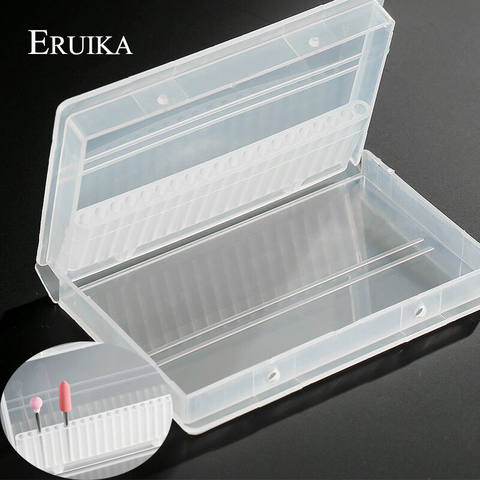 ERUIKA 1PC Transparent Acrylic Nail Drill Bit Box 20 Holes Plastic Display Stand Container for 3/32