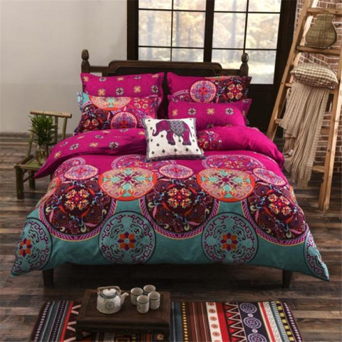UNIKEA National Style Recto Prune Reversible Duvet Cover Bed Sheet with Pillow Sham Boho Mandala Bedding Set Twin Full Queen Kin ► Photo 1/6