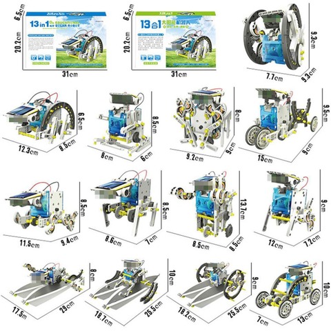 Cool 13 In 1 Solar Power Robot Kit DIY Toy Solar Powered Toy Transformation Robot Kit Educational Gift Toys for Children Boy ► Photo 1/6
