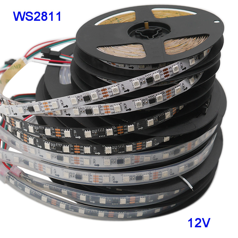 WS2811 5050 RGB LED Strip 150 300 Leds 48 60 30LED/M Individual Addressable 12V 