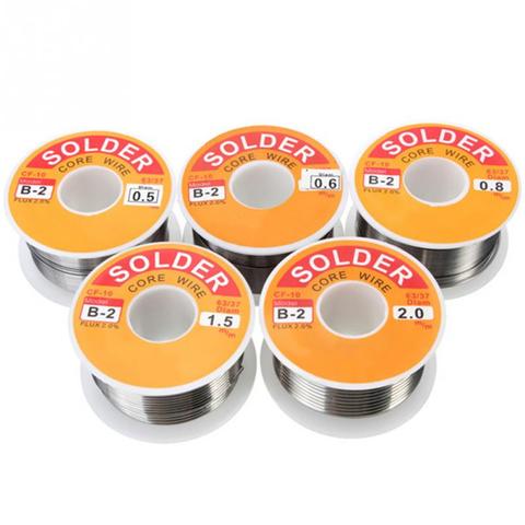 100g 0.5/0.6/0.8/1/1.2mm 63/37 FLUX 2.0% 45FT Tin Lead Tin Wire Melt Rosin Core Solder Soldering Wire Roll No-clean ► Photo 1/6