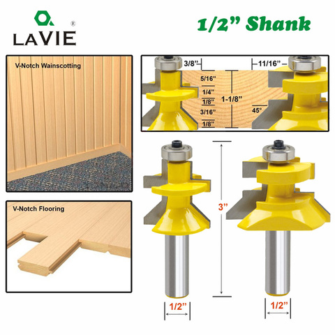 LAVIE 2pcs 12mm 1/2 Shank 120 Degree Router Bit Milling Cutter Frame Groove Tenon Woodworking Engraving Wood Milling Set 03004 ► Photo 1/5