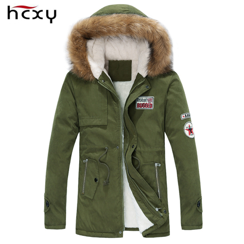 2022 new arrival winter jacket men hooded fur collar army green men parka long cotton winter jacket men parkas top warm ► Photo 1/5