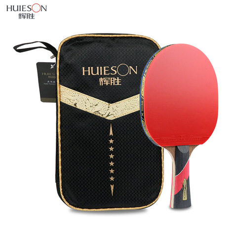 HUIESON 6 Star Table Tennis Racket Wenge Wood & Carbon Fiber Blade  Sticky Pimples-in Rubber Super Powerful Ping Pong Racket Bat ► Photo 1/5