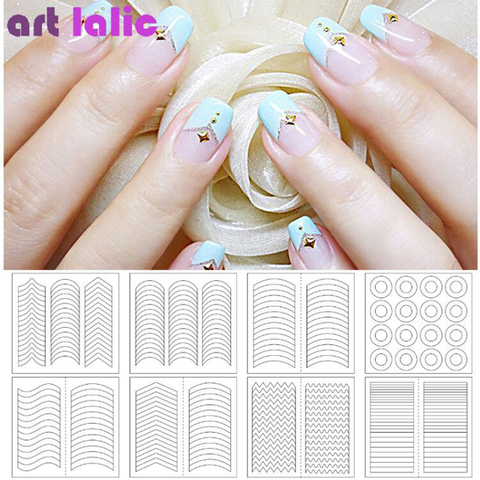 24 Styles Stickers For Nails Stencil Tips French Swirls Guide Manicure DIY Nail Art Decals 3D Styling Beauty Tools ► Photo 1/3