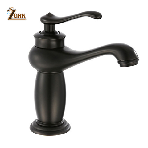 ZGRK Basin Faucet Black Brass Lamp Style Bathroom Sink Faucet Single Handle Deck Vintage Wash Mixer Tap Crane ► Photo 1/6