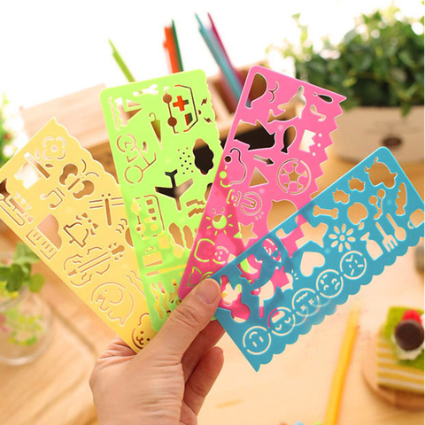 4 Pcs Stationery Ruler Candy Color School Painting Supplies Drafting Tool Art Drawing Template For Child Gift ► Photo 1/6