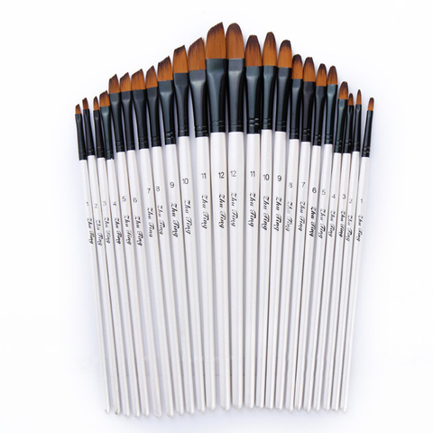 12pcs Nylon Hair Wooden Handle Watercolor Paint Brush Pen Set For Learning Diy Oil Acrylic Painting Art Paint Brushes Supplies ► Photo 1/6