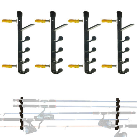 4pcs/lot Fishing Rod Holder / Rack - Wall mounted 10 Rods Pole Stand Shelf Tackle Holder ► Photo 1/6