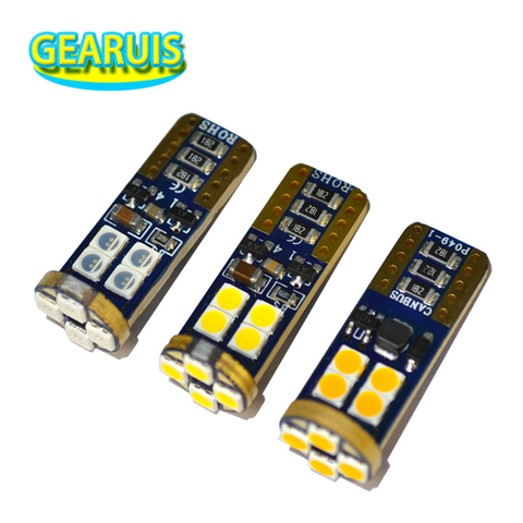 10pcs W5W LED canbus T10 12 smd 3030 no error Car lamp Turn Side License Plate Light Trunk Lamp Clearance Lights White Red Amber ► Photo 1/6