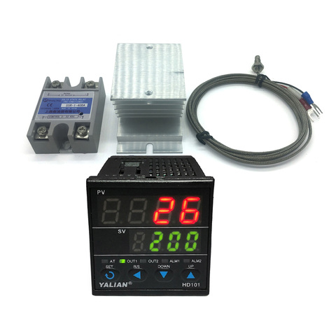 100V-240V new pid digital temperature controller Max adjust temperature 1372 °C+2M K thermocouple+Max 40A ssr+good radiator NEW ► Photo 1/6